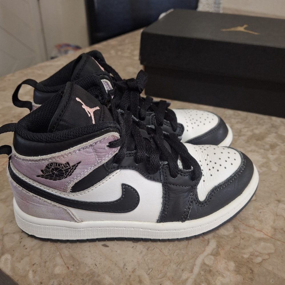 Jordan Kids' Black, White, and Pink Sneakers